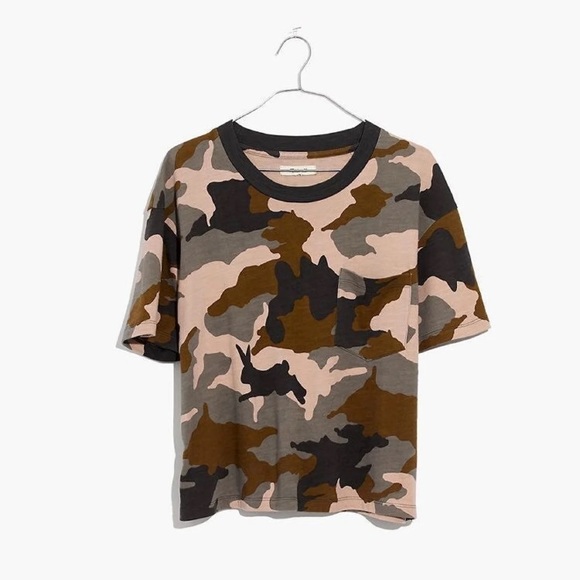 Madewell Cottontail Camo Crop Short Sleeve Pocket - Picture 2 of 8